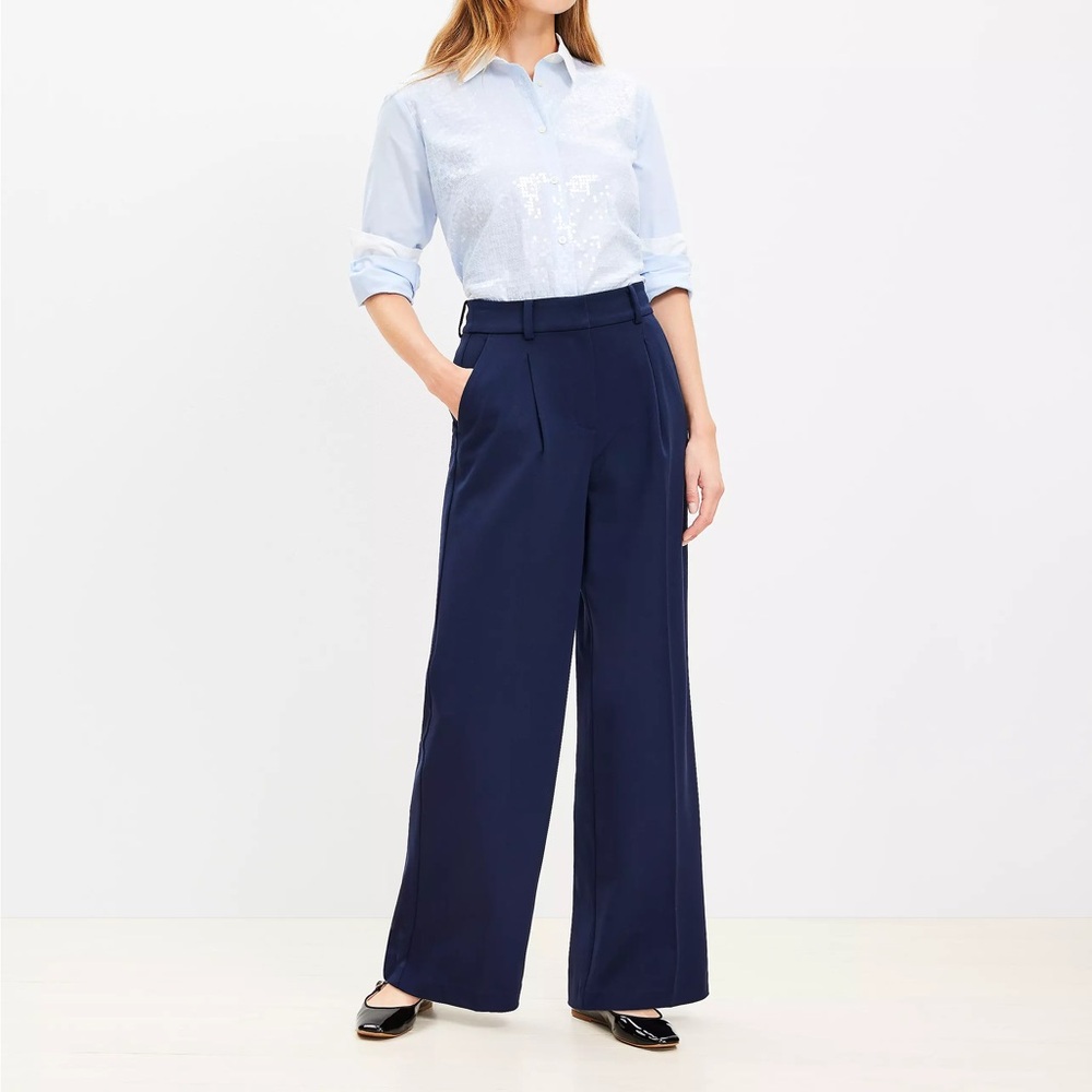 LOFT Dark Blue Women's Wide-Leg Pants